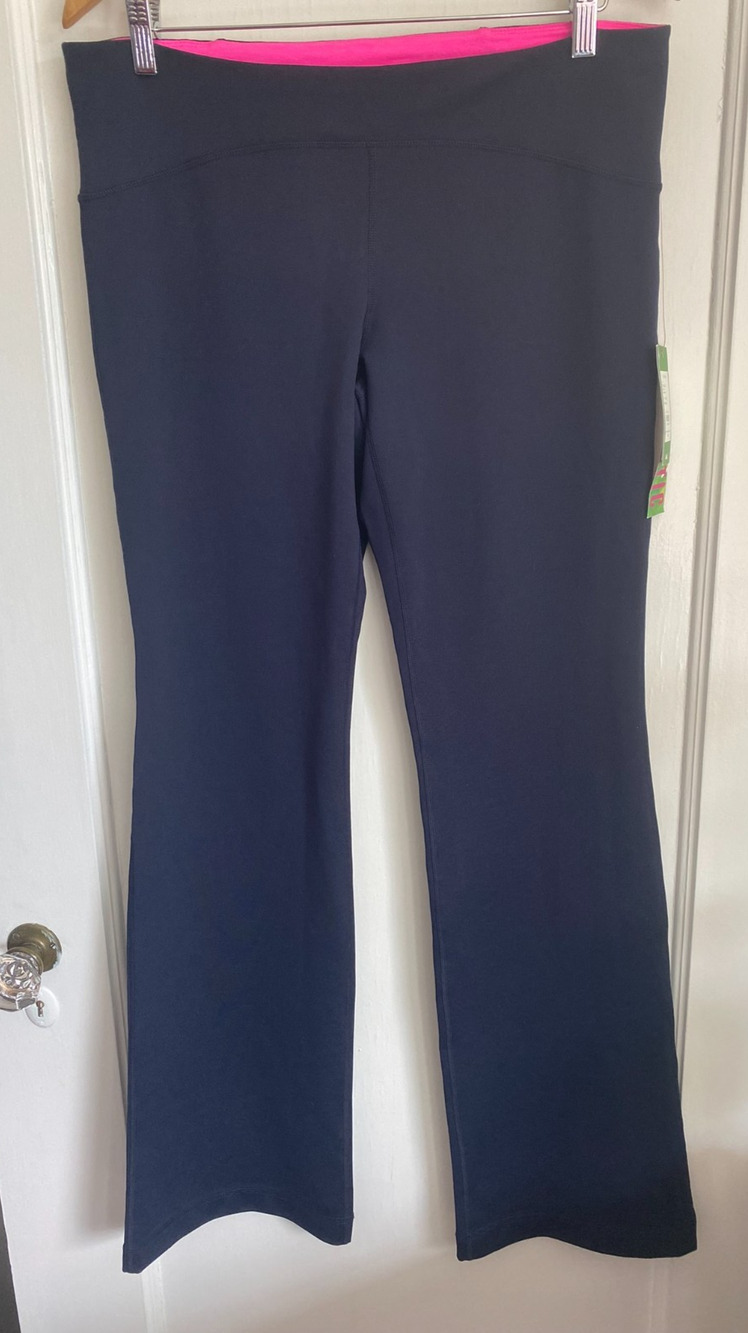 NWT Lilly Pulitzer Luxletic Weekender Pant Midnight Navy Pink Waistband Size XL